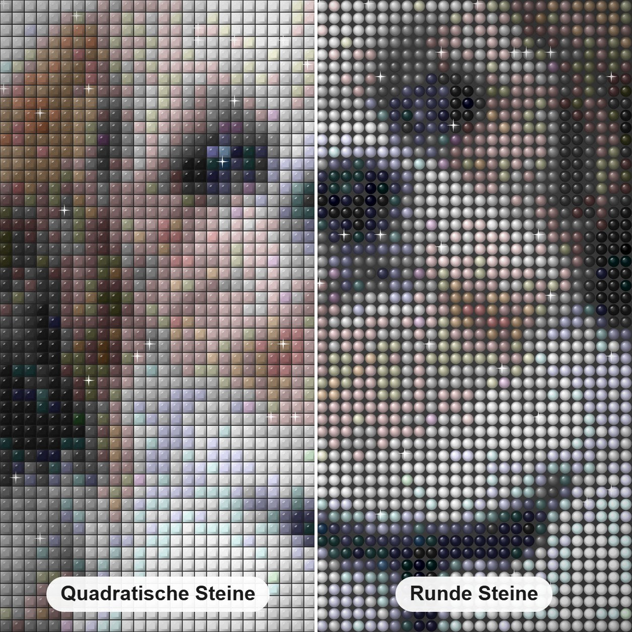 Süßer Welpe Diamond Painting Nahaufnahme mit quadratischen und runden Steinen