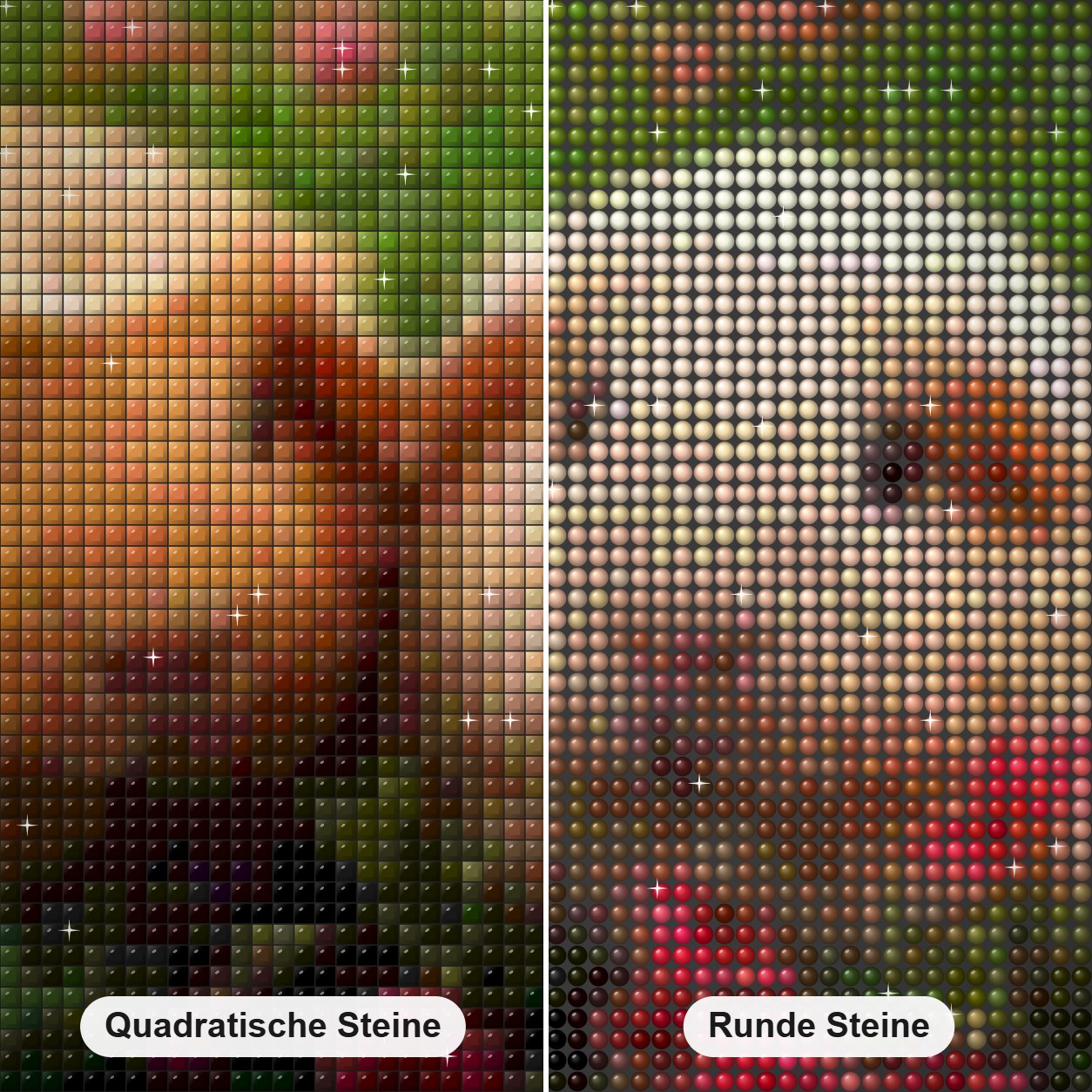 Süßes Meerschweinchenpaar Diamond Painting Nahaufnahme mit quadratischen und runden Steinen