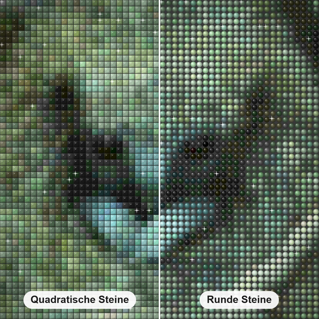 Süßestes Igelbaby Diamond Painting Nahaufnahme mit quadratischen und runden Steinen