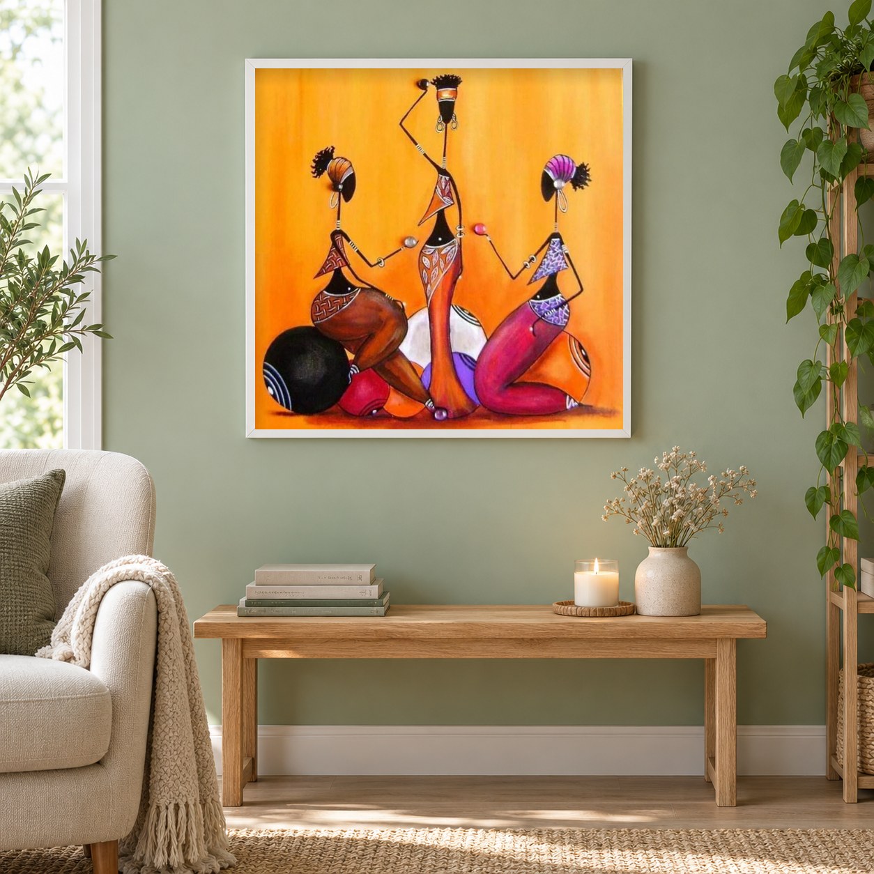 Sylphide Kreationen als gerahmtes Diamond Painting im Wohnzimmer