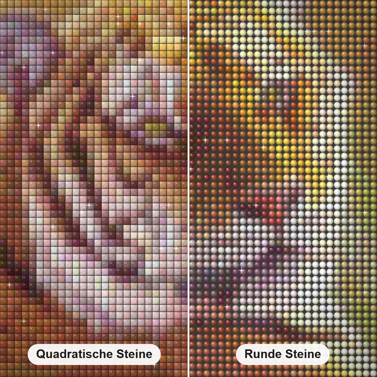 Taiga-Tiger-Studie -  Kunst des Eric Wilson Diamond Painting Nahaufnahme mit quadratischen und runden Steinen