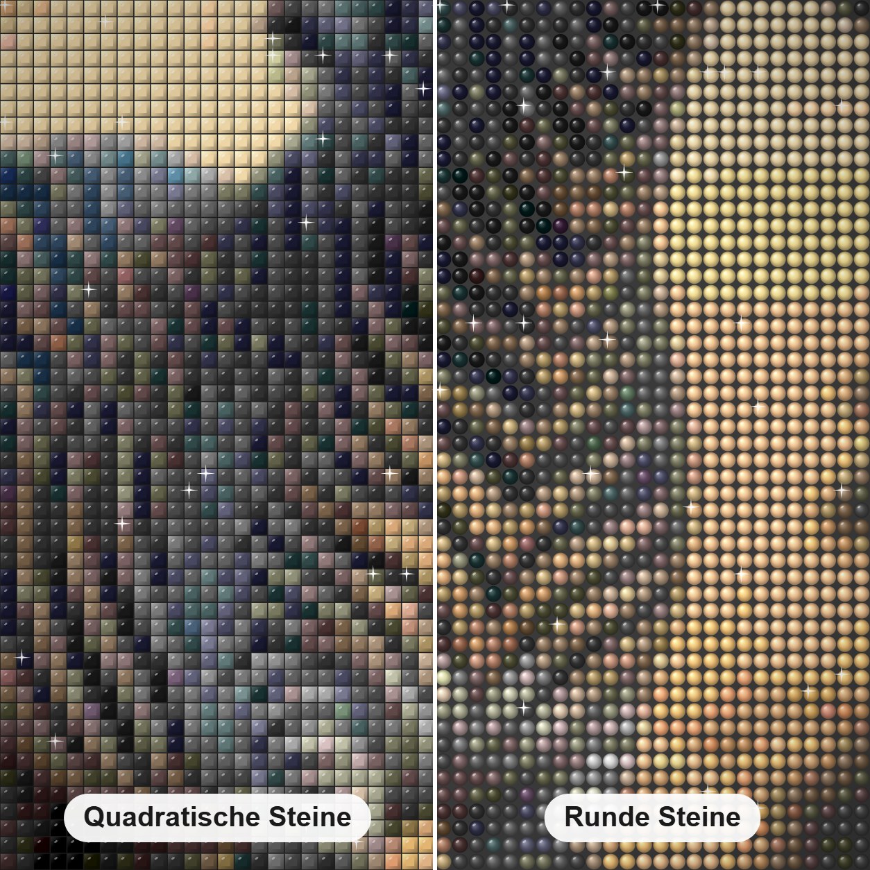 Die schillernde Schönheit des Zebras Diamond Painting Nahaufnahme mit quadratischen und runden Steinen