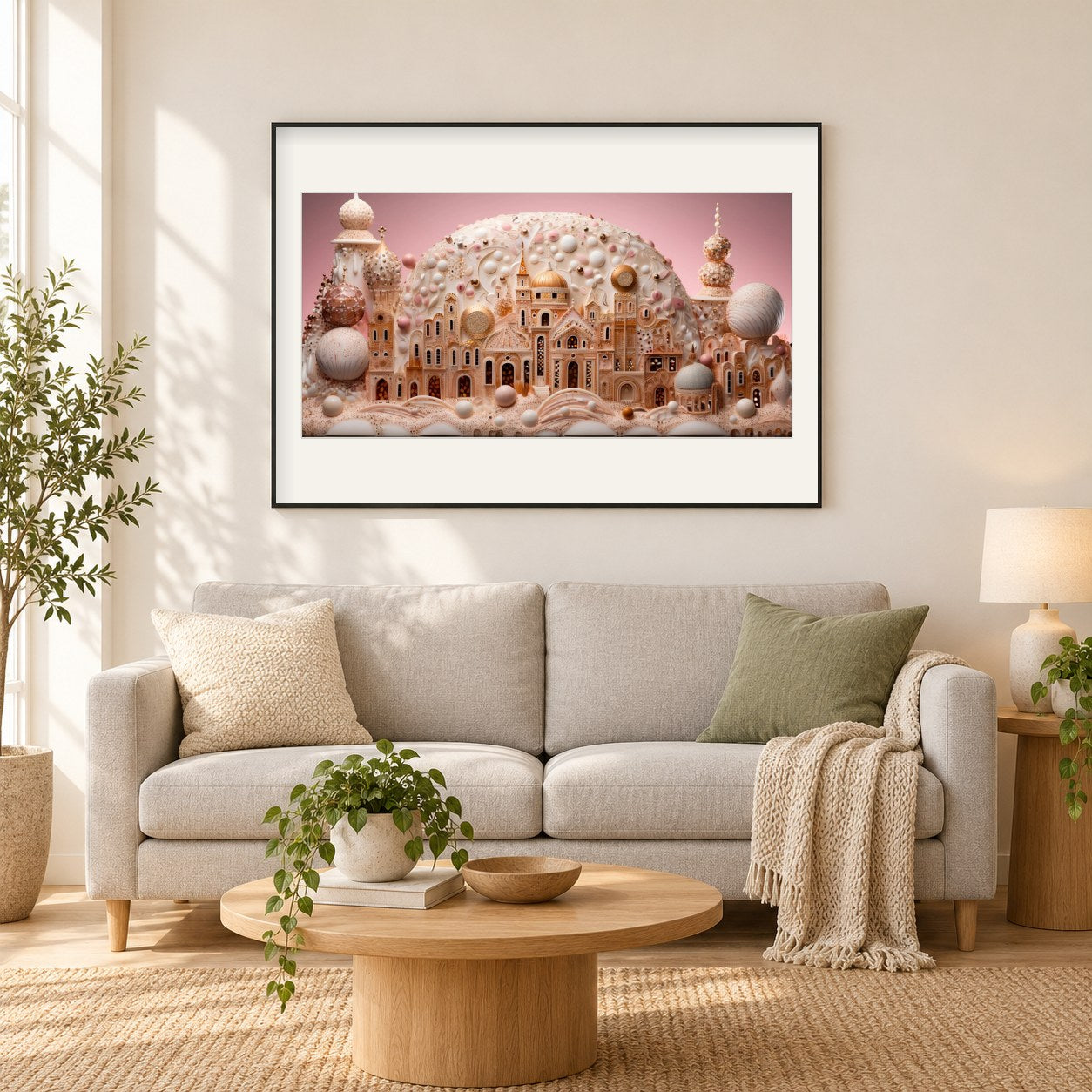 Der Traumpalast als gerahmtes Diamond Painting im Wohnzimmer