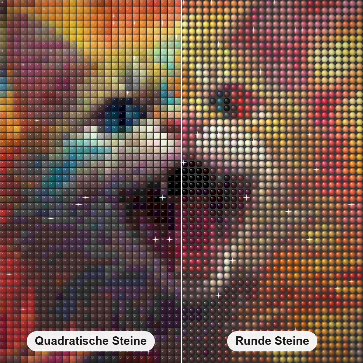Die energetische Majestät der Katze Diamond Painting Nahaufnahme mit quadratischen und runden Steinen