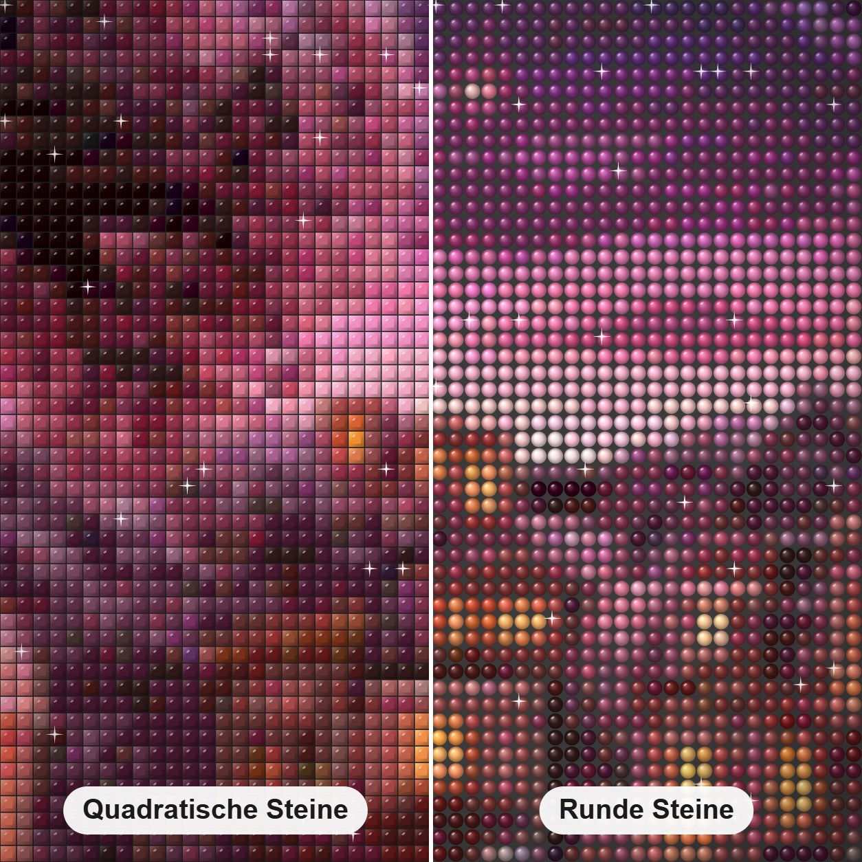 Die Pracht der Kirschblüten Diamond Painting Nahaufnahme mit quadratischen und runden Steinen