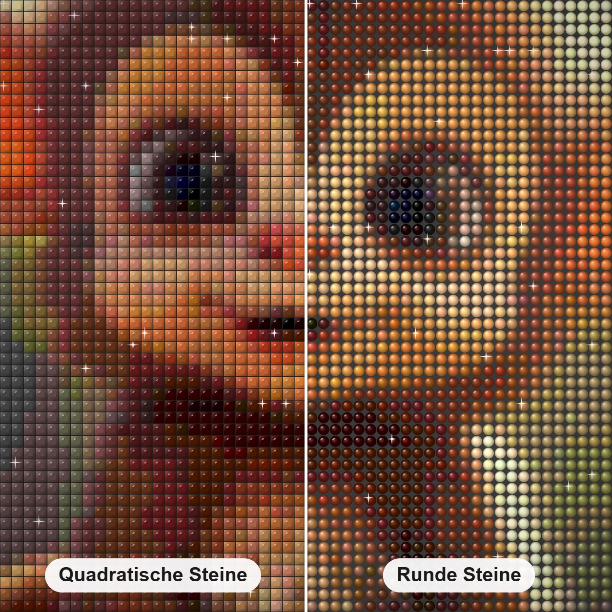 Die freudigen Abenteuer eines kleinen Affen Diamond Painting Nahaufnahme mit quadratischen und runden Steinen
