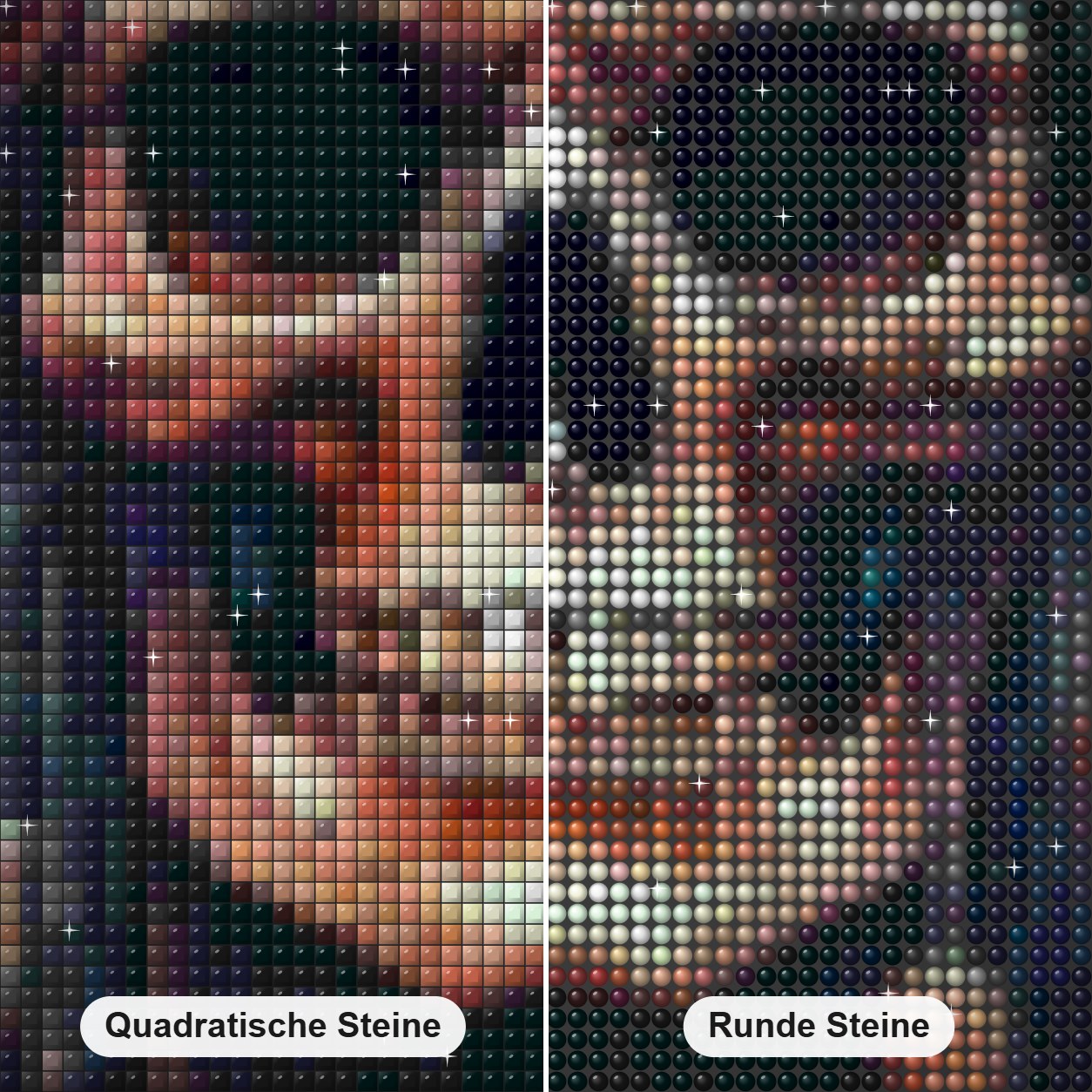 Der Piratenführer Diamond Art Diamond Painting Nahaufnahme mit quadratischen und runden Steinen