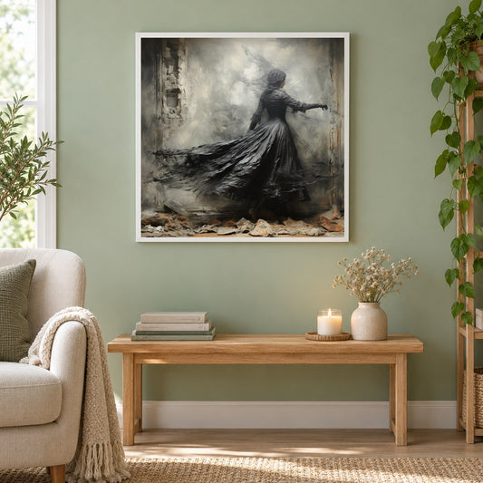 Die Königin der Dunkelheit als gerahmtes Diamond Painting im Wohnzimmer