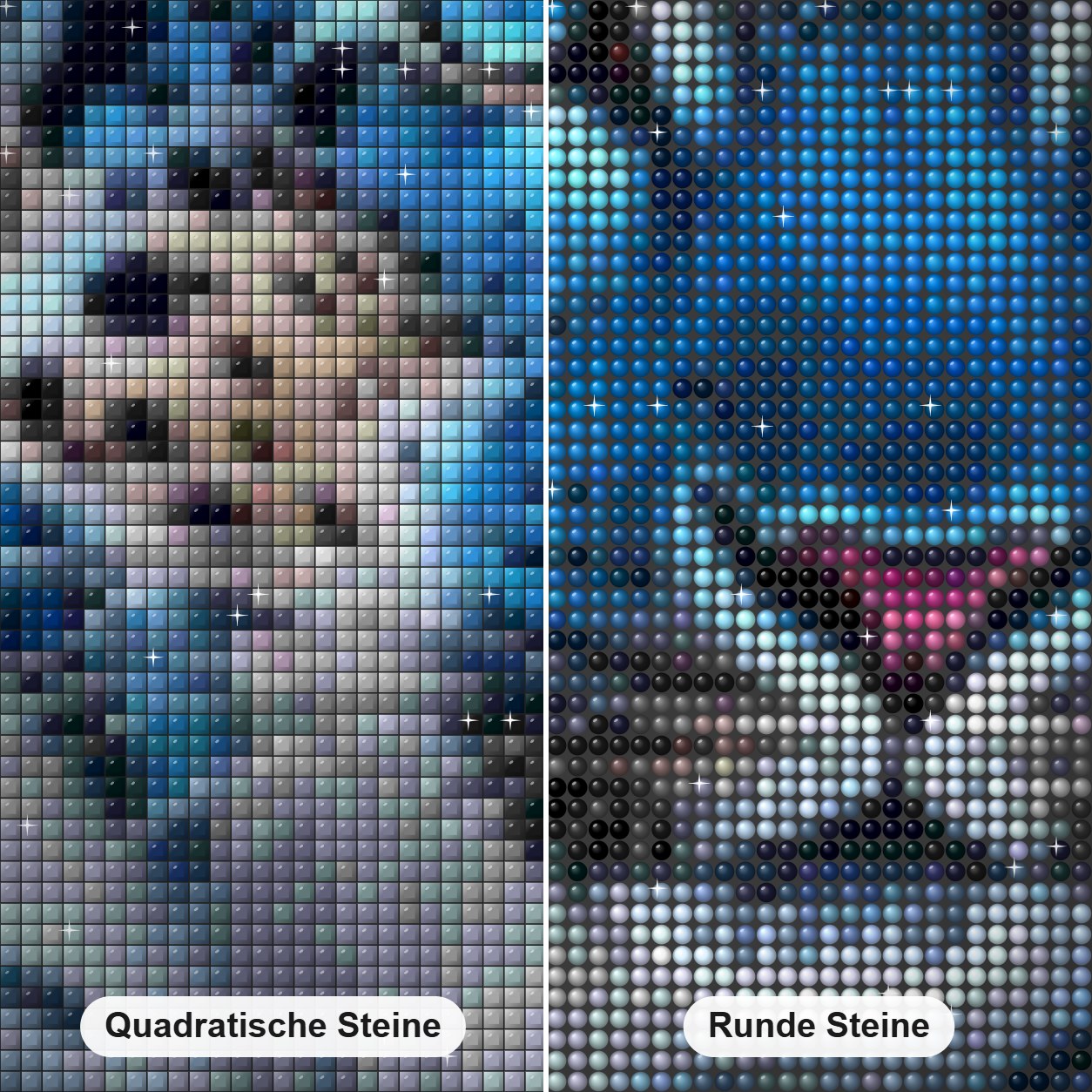 Der königliche Leopard mit eisigem Blick Diamond Painting Nahaufnahme mit quadratischen und runden Steinen