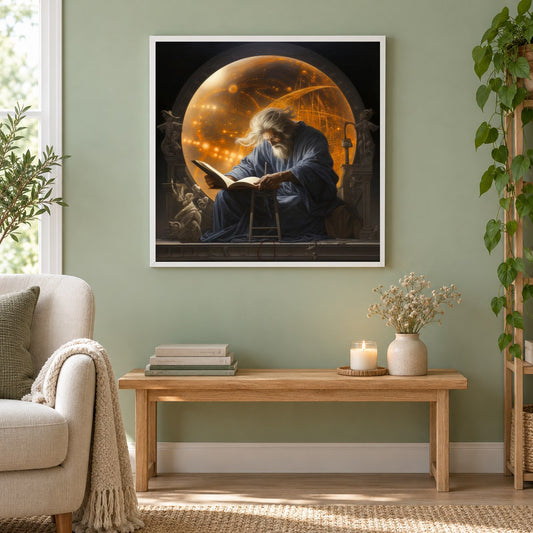 Die Geheimnisse des Zaubererlandes als gerahmtes Diamond Painting im Wohnzimmer