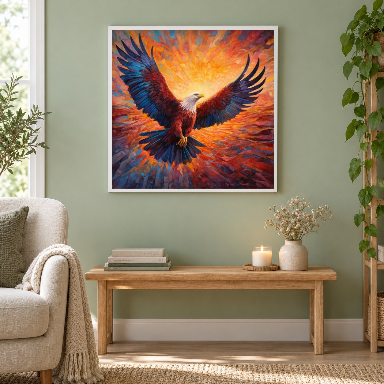 Der Himmel steht mir offen als gerahmtes Diamond Painting im Wohnzimmer