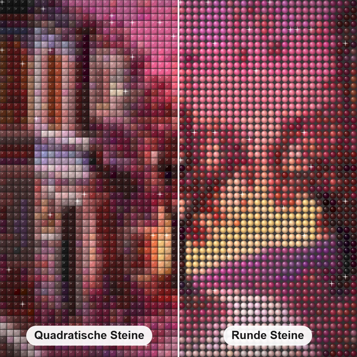 Die Straße voller Sakura-Bäume Diamond Painting Nahaufnahme mit quadratischen und runden Steinen