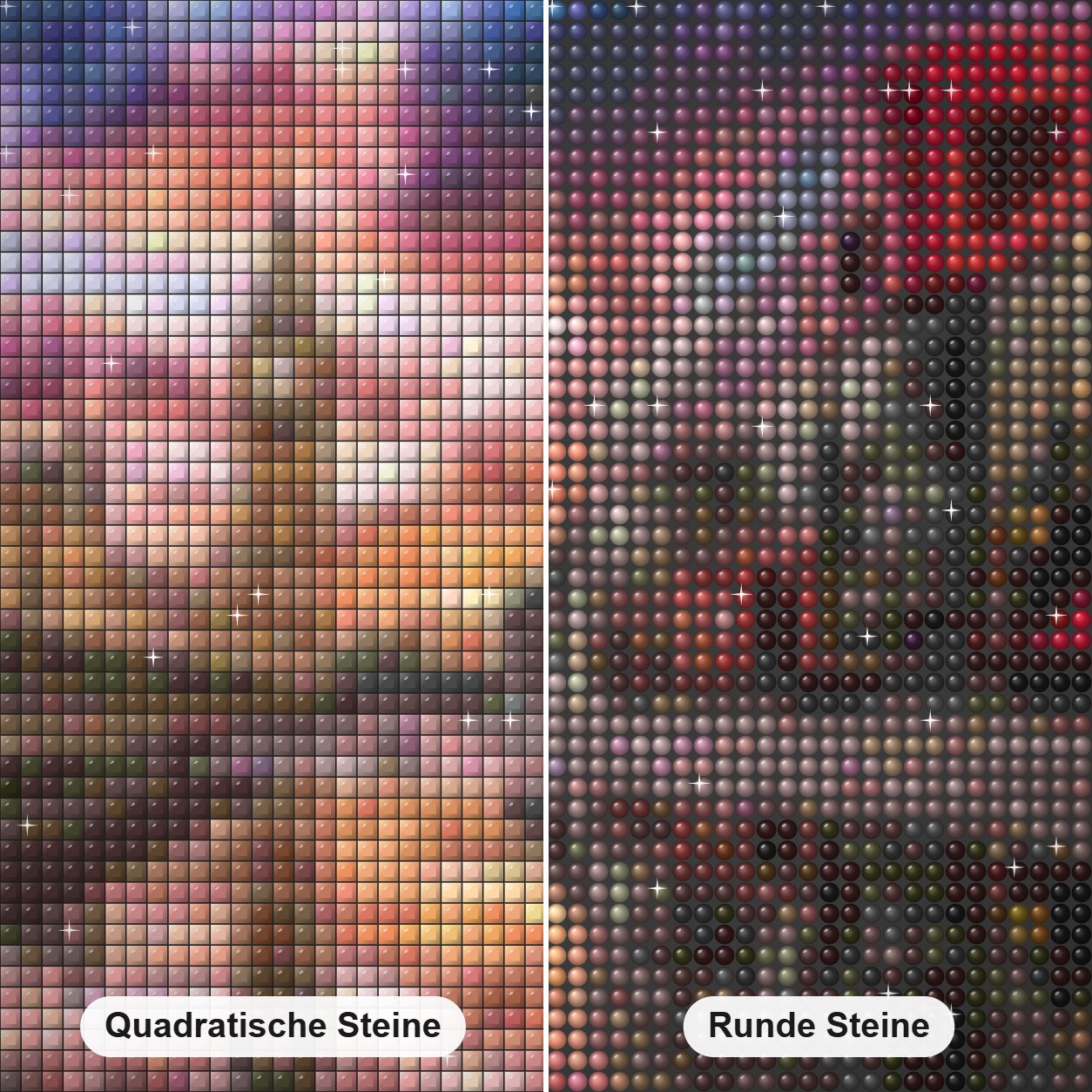 Tour zu den Londoner Straßen Diamond Painting Nahaufnahme mit quadratischen und runden Steinen