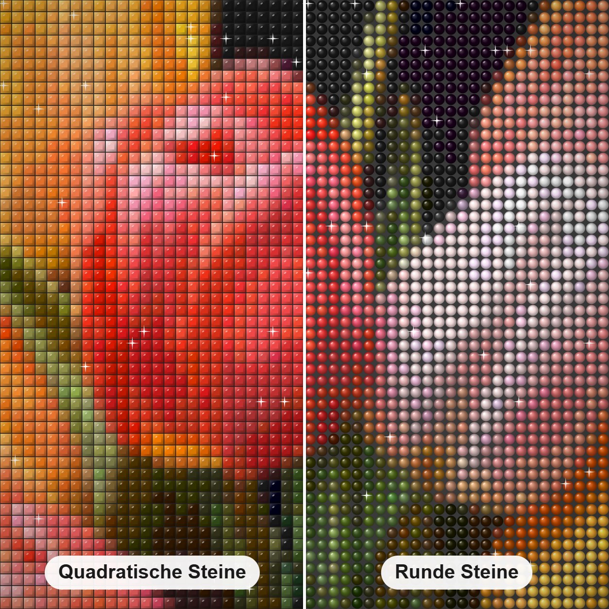 Tulpen Eleganz der Natur Diamond Painting Nahaufnahme mit quadratischen und runden Steinen