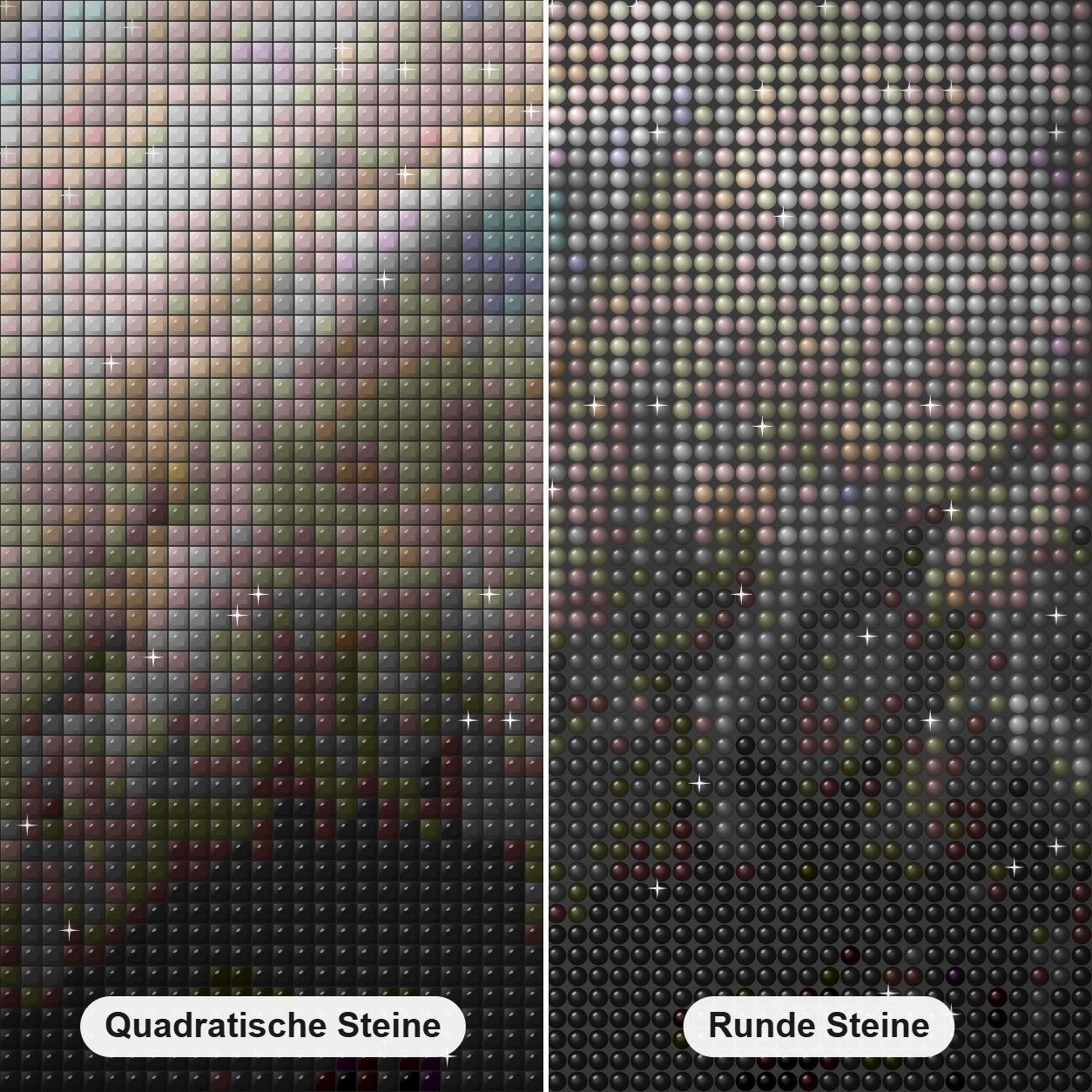 Tumultuöse Wolken des Jupiter Diamond Painting Nahaufnahme mit quadratischen und runden Steinen
