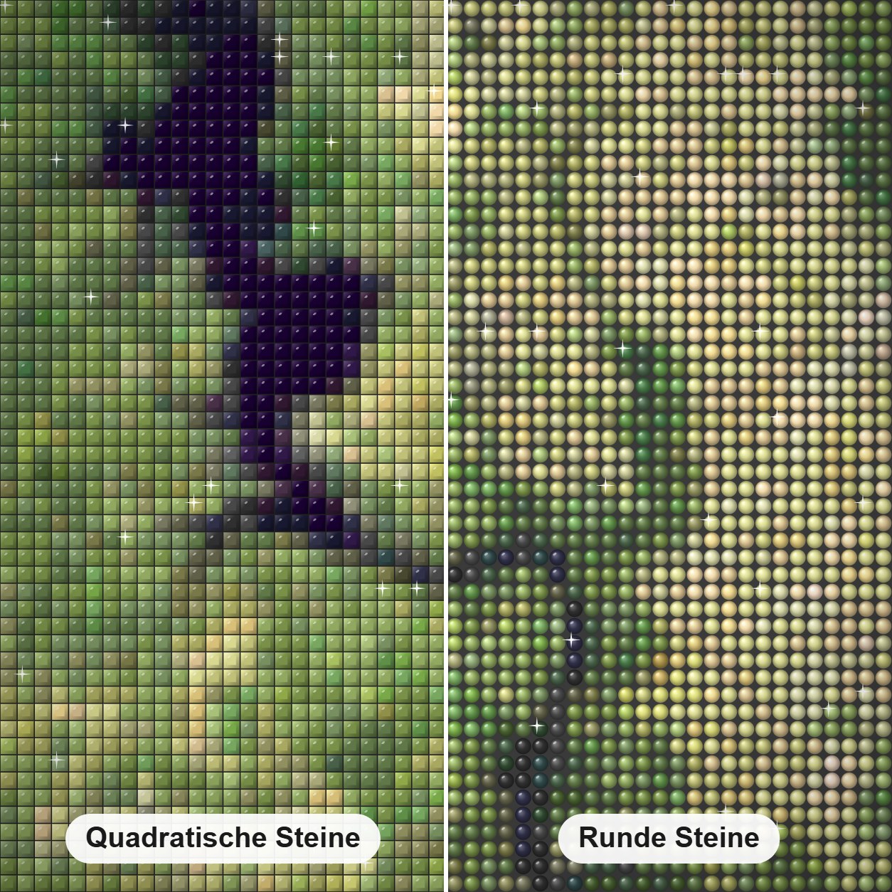 Überschwemmungen entlang des Flusses Nueces Diamond Painting Nahaufnahme mit quadratischen und runden Steinen