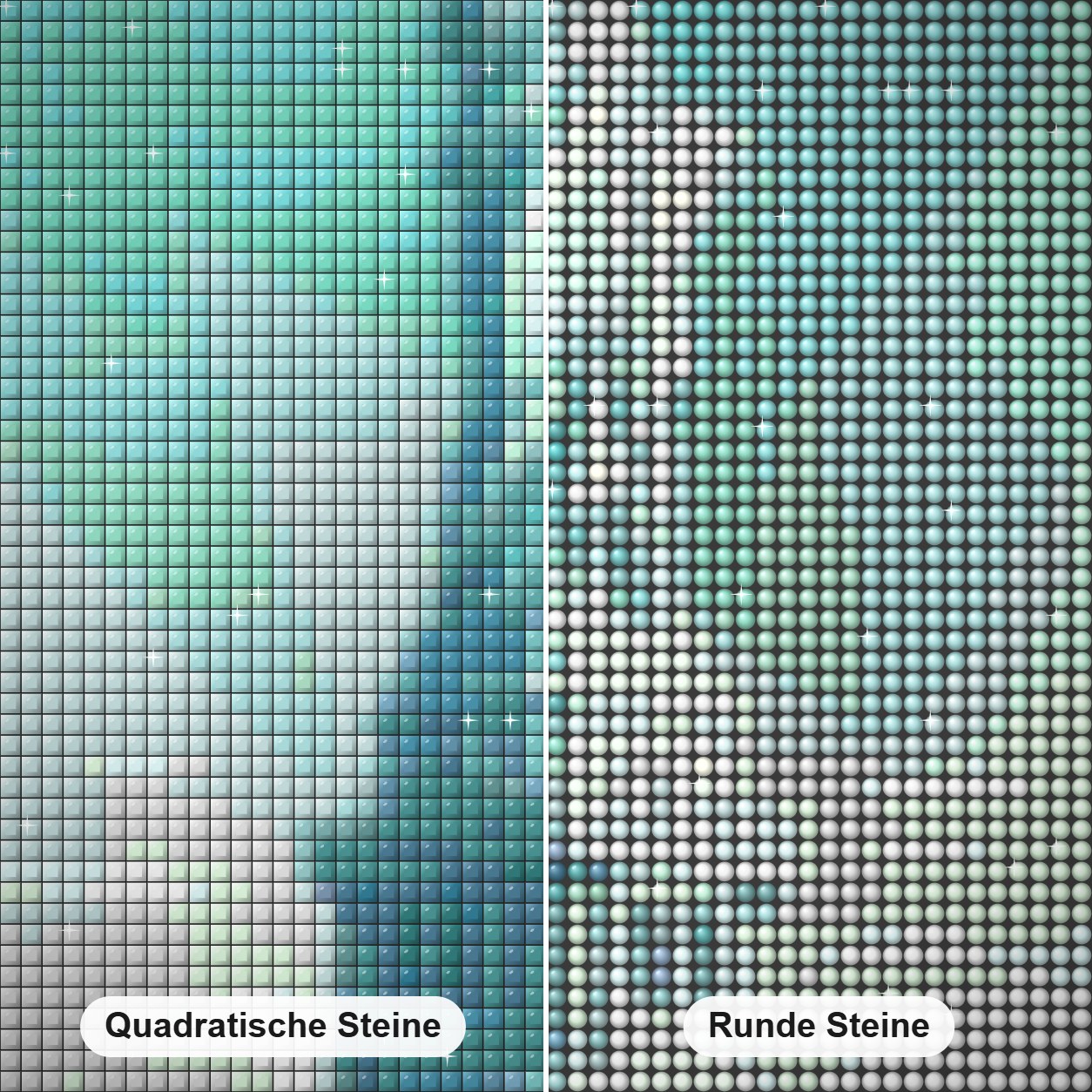 Vereinigte Staaten New York Diamond Painting Nahaufnahme mit quadratischen und runden Steinen
