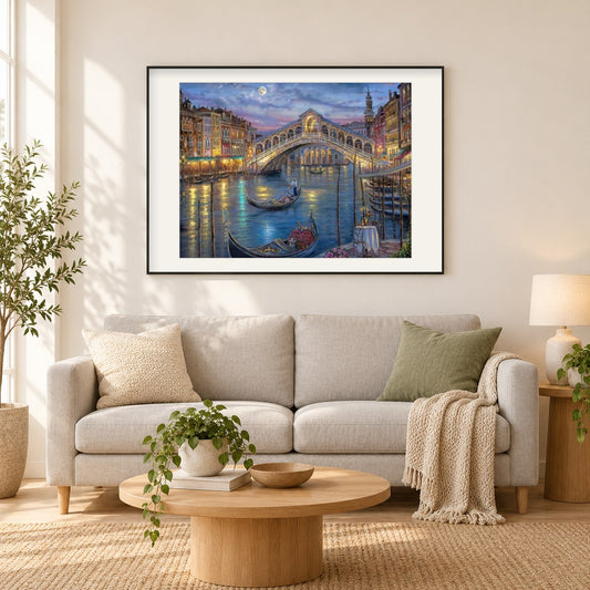 Venedig Grand Canal als gerahmtes Diamond Painting im Wohnzimmer