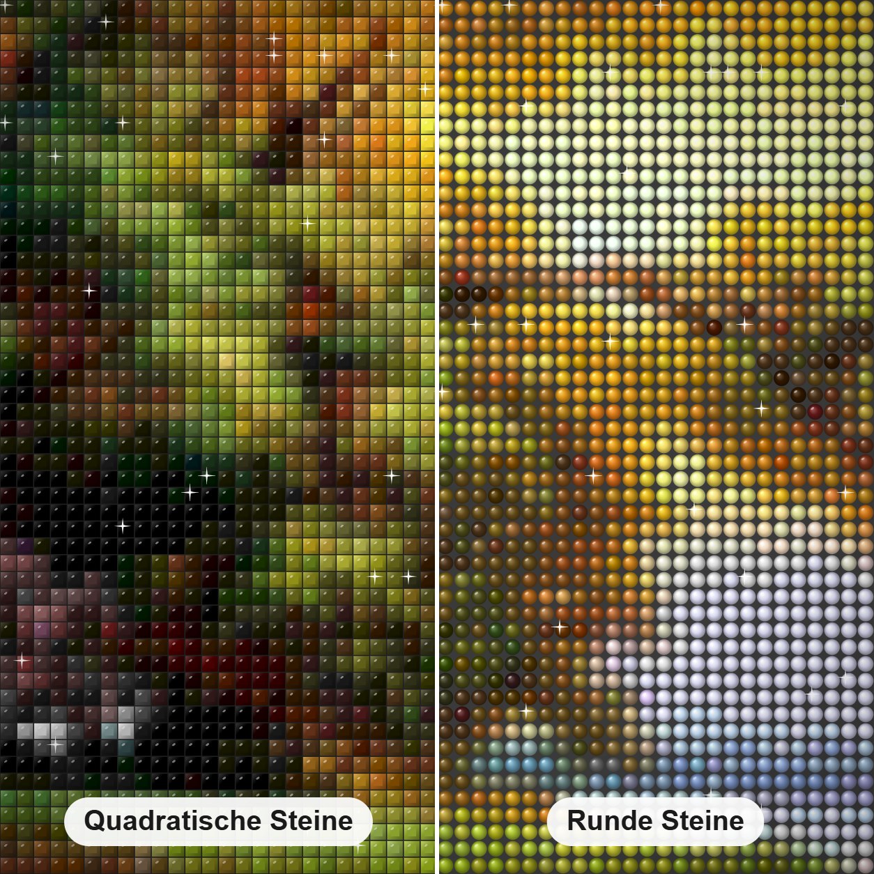 Vögel fliegen auf dem See Diamond Painting Nahaufnahme mit quadratischen und runden Steinen