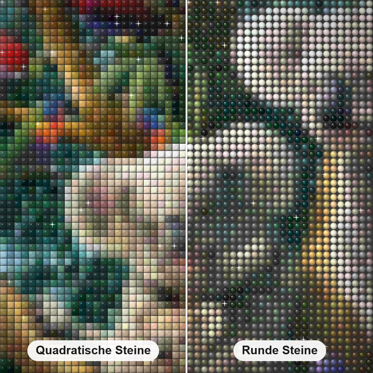 Vögel & Koalas auf Bäumen Diamond Painting Nahaufnahme mit quadratischen und runden Steinen