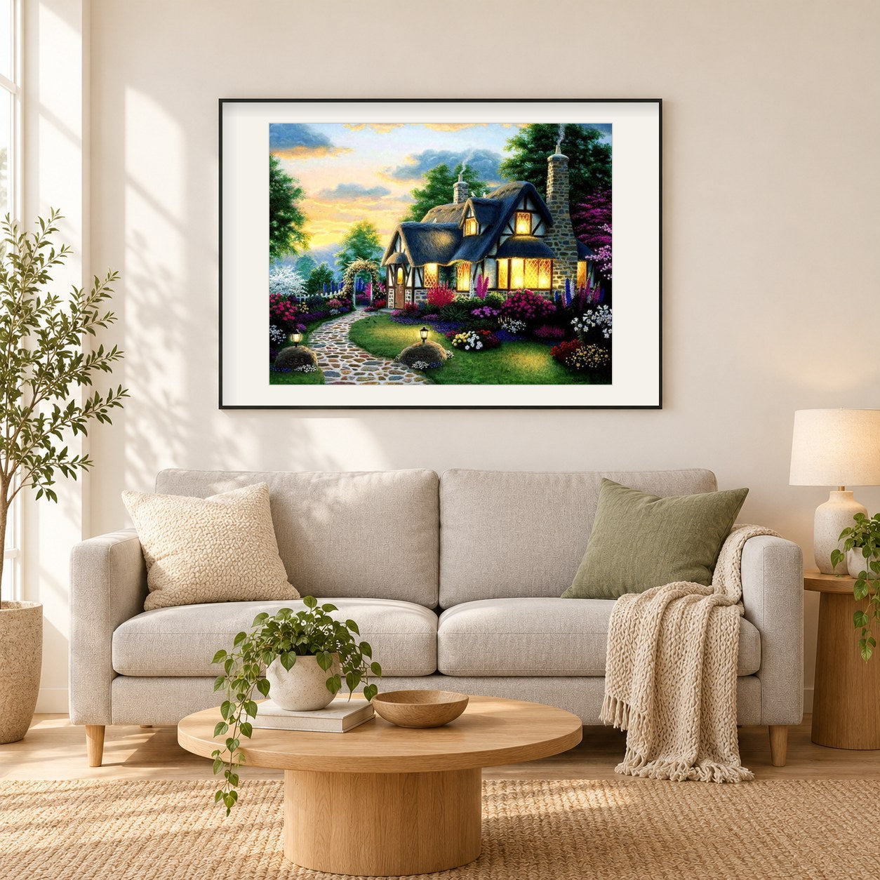 Waldhaus von Milind Mulick als gerahmtes Diamond Painting im Wohnzimmer