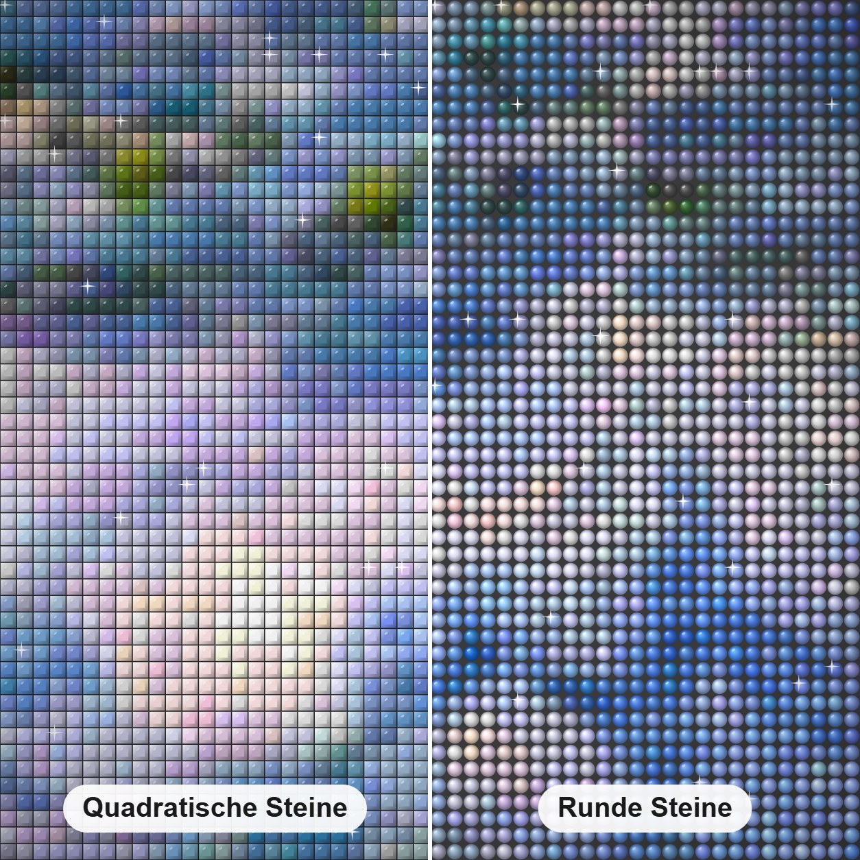 Wasserlilien - Claude Monet Diamond Painting Nahaufnahme mit quadratischen und runden Steinen