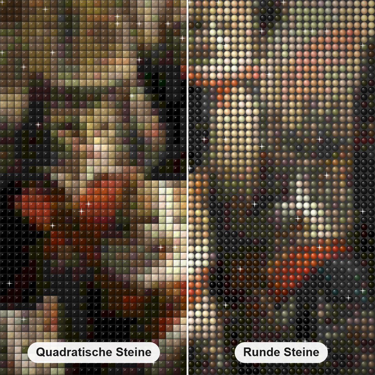 Wir haben die Schlacht gewonnen Diamond Painting Nahaufnahme mit quadratischen und runden Steinen