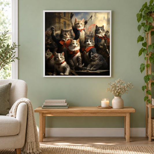 Wir haben die Schlacht gewonnen als gerahmtes Diamond Painting im Wohnzimmer