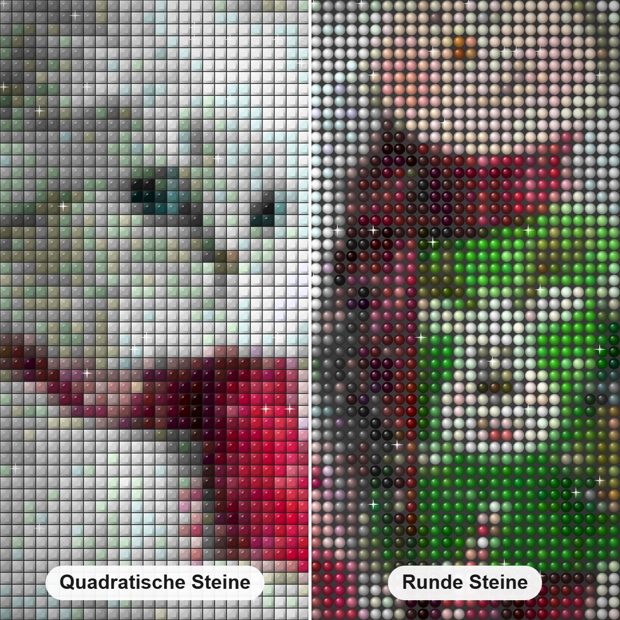 Weihnachtskind & entzückende Katze Diamond Painting Nahaufnahme mit quadratischen und runden Steinen