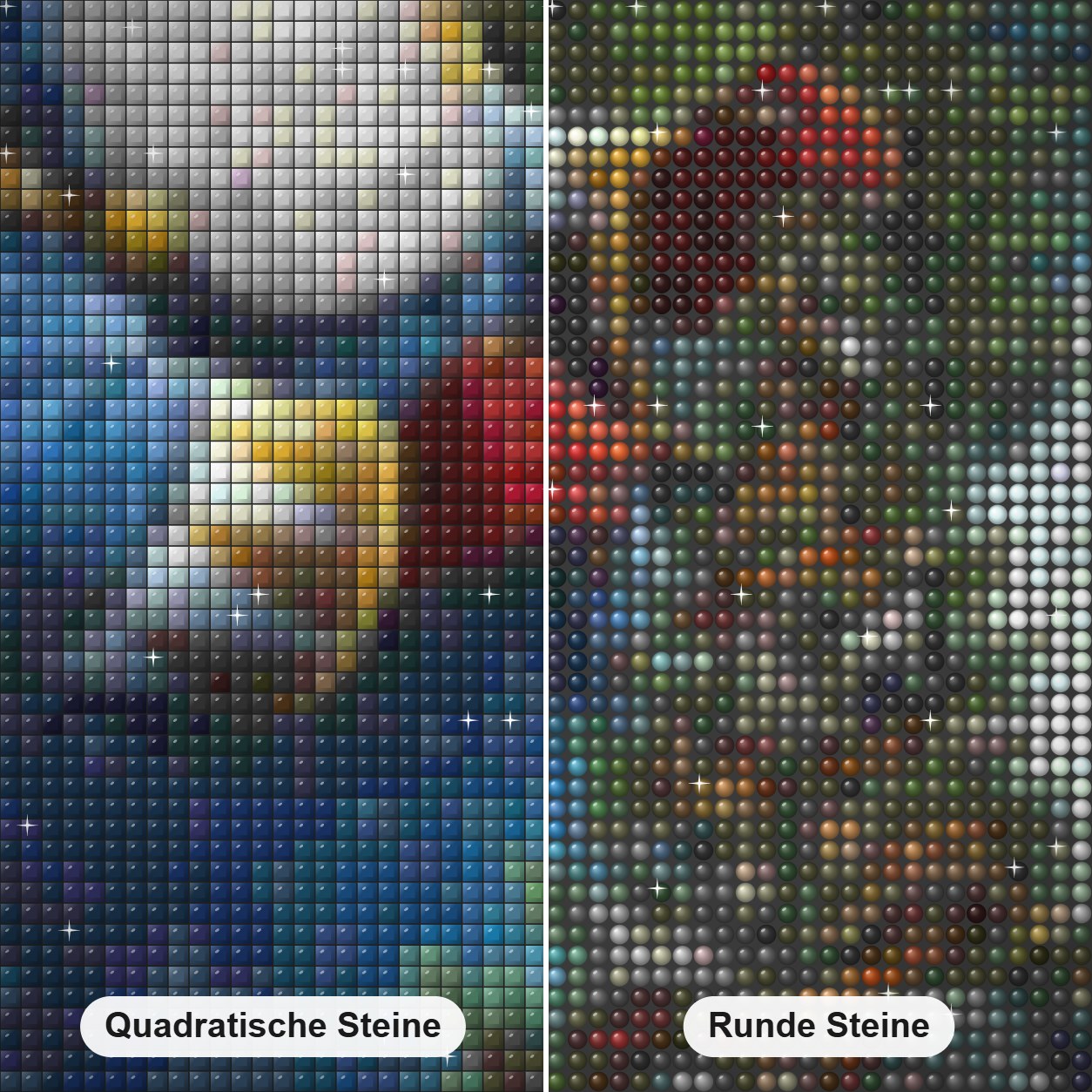 Weihnachtsmann Weihnachtsbaum Diamond Painting Nahaufnahme mit quadratischen und runden Steinen