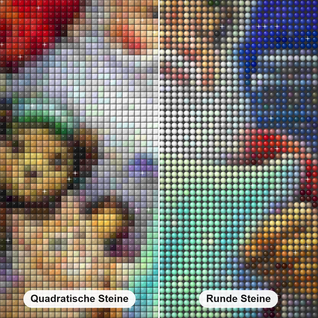 Weihnachtstag Diamond Painting Nahaufnahme mit quadratischen und runden Steinen