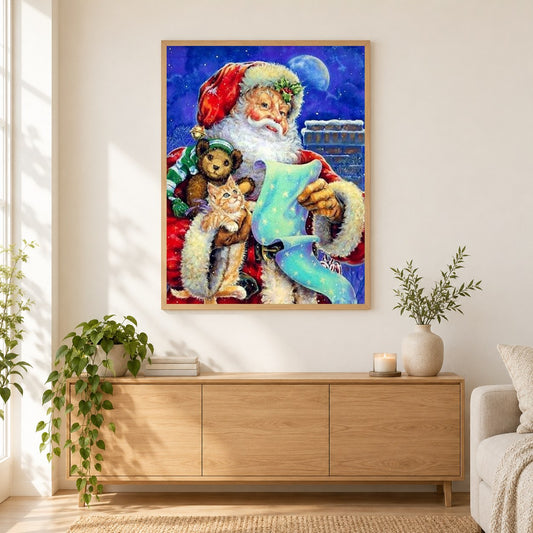 Weihnachtstag als gerahmtes Diamond Painting im Wohnzimmer