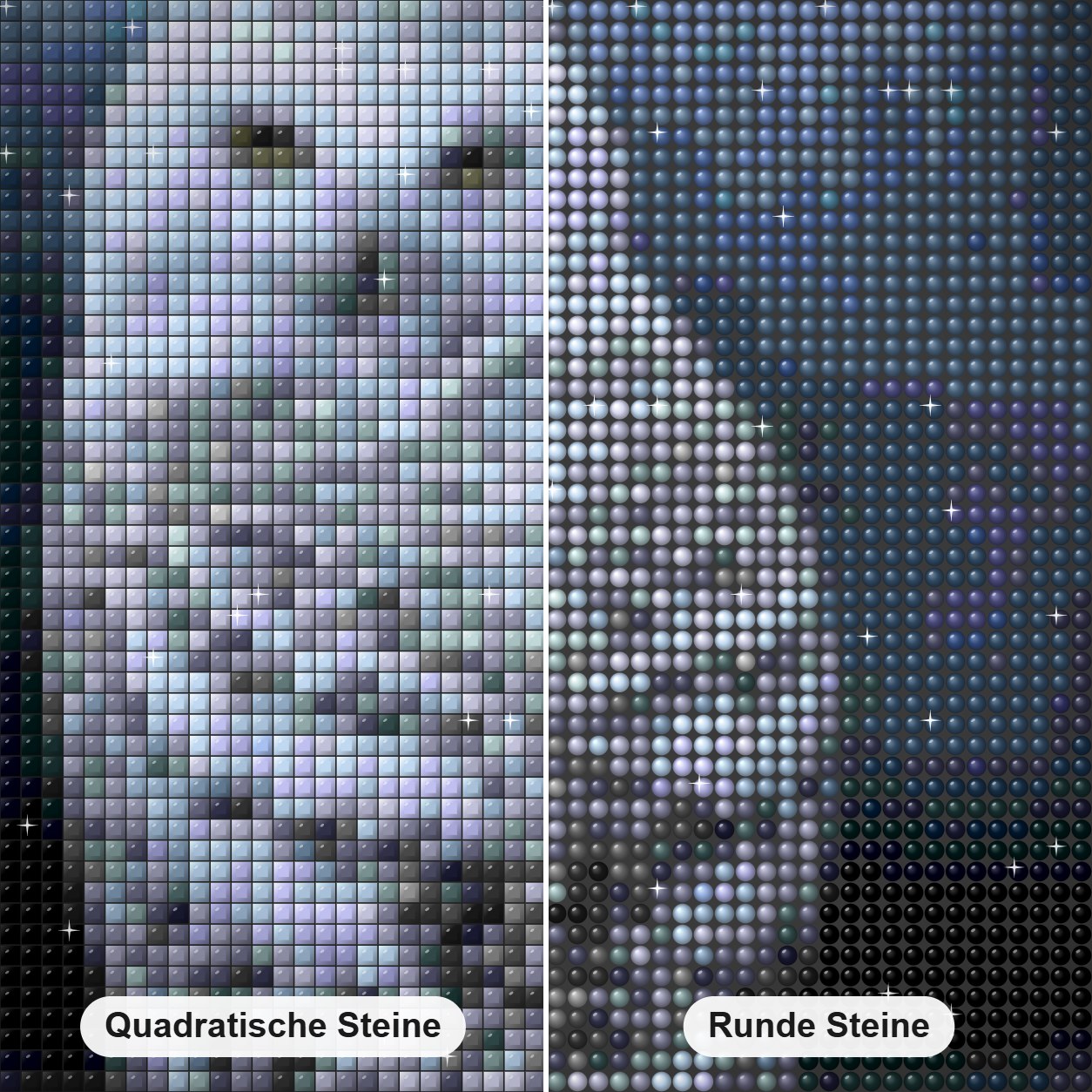 Weiße Eule schaut nacht Diamond Painting Nahaufnahme mit quadratischen und runden Steinen