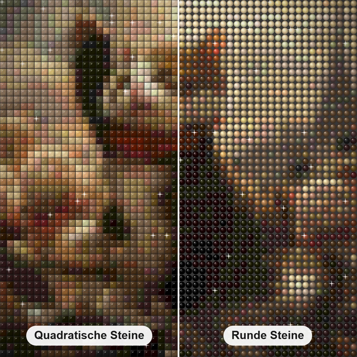 Wir werden die Welt beherrschen Diamond Painting Nahaufnahme mit quadratischen und runden Steinen