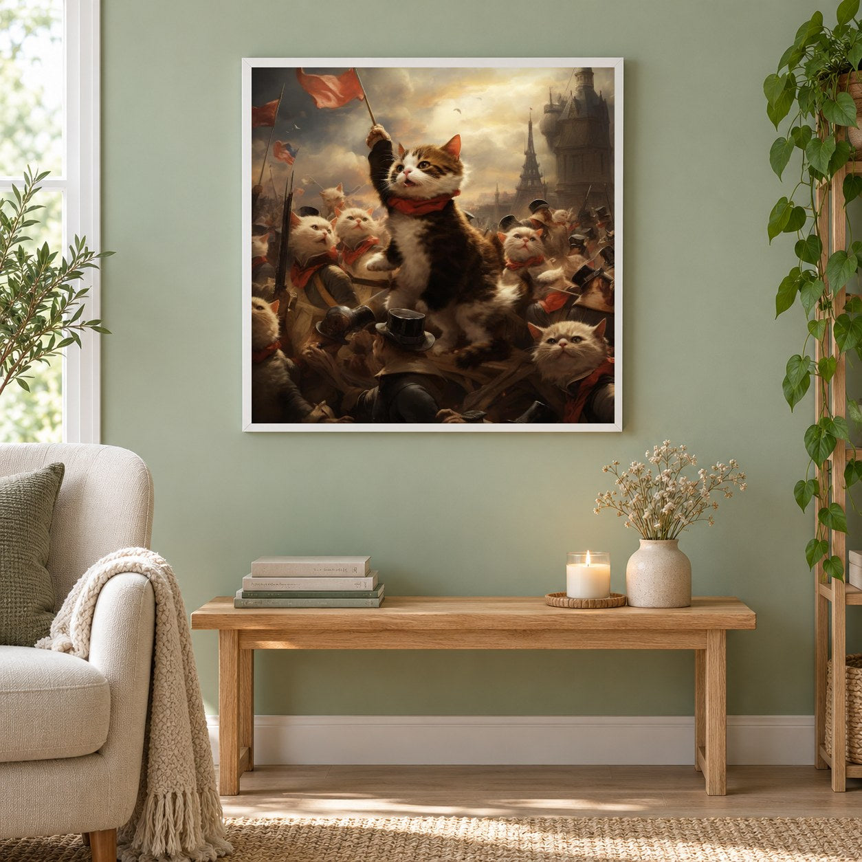 Wir werden die Welt beherrschen als gerahmtes Diamond Painting im Wohnzimmer