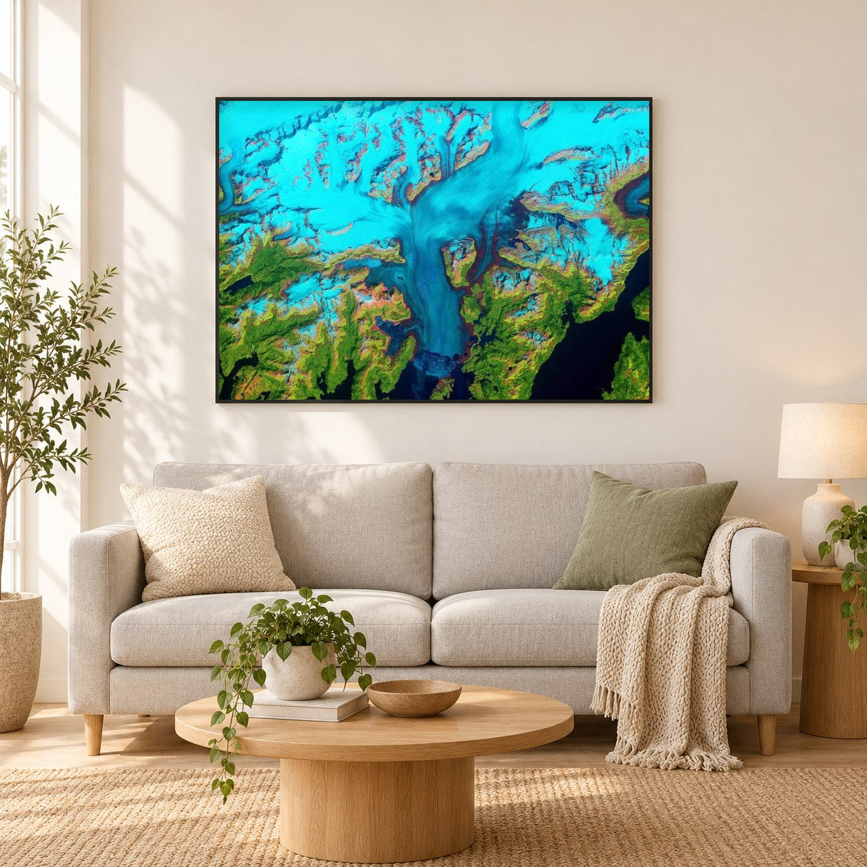 Welt des Wandels: Columbia Glacier, Alaska als gerahmtes Diamond Painting im Wohnzimmer