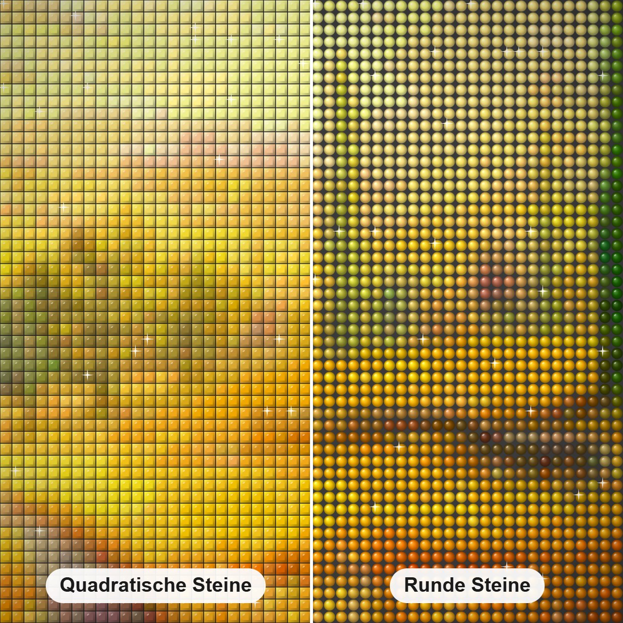 Wildblumen Diamond Painting von Liam Kelly Diamond Painting Nahaufnahme mit quadratischen und runden Steinen