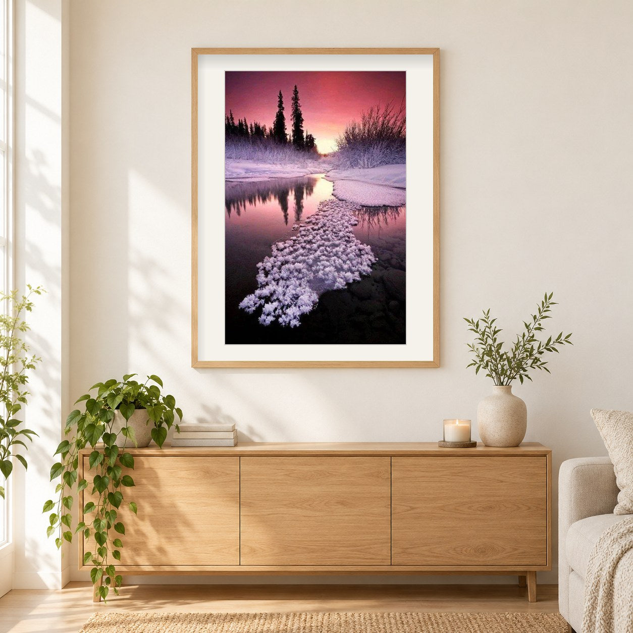 Winter in Alaska als gerahmtes Diamond Painting im Wohnzimmer