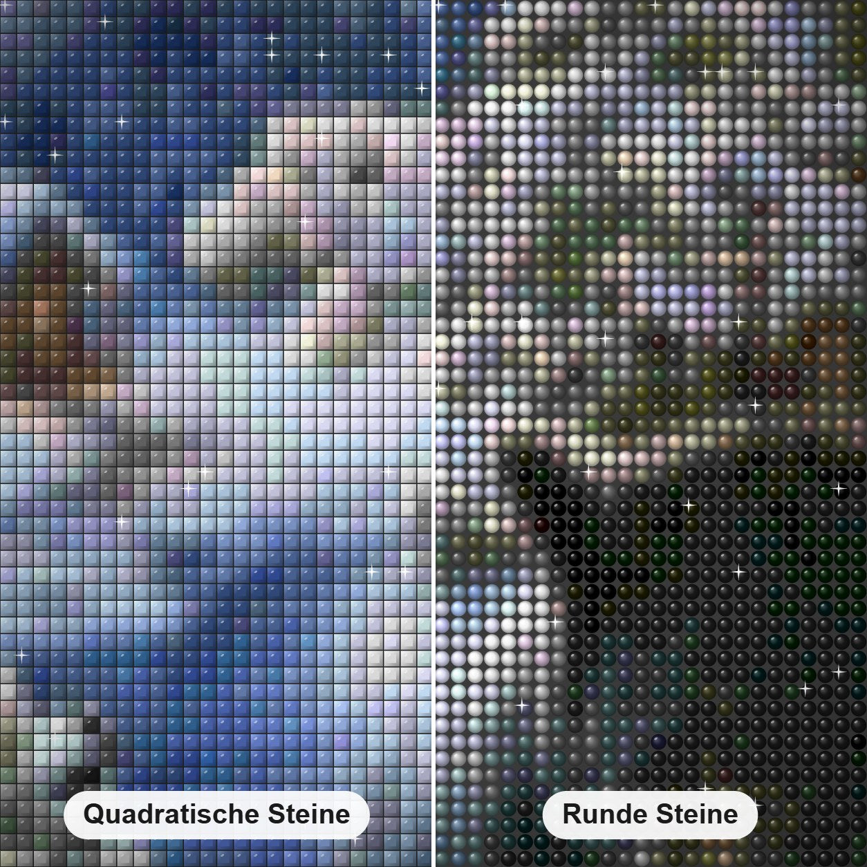 Winter Schwarzbär Diamond Painting Nahaufnahme mit quadratischen und runden Steinen