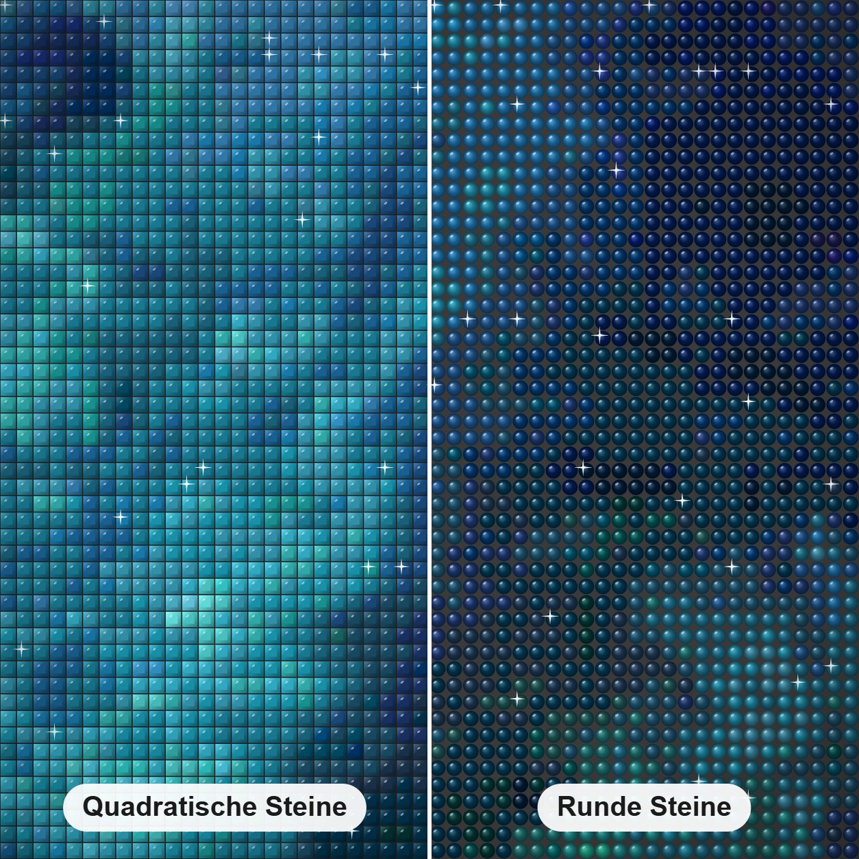 Wirbeln im Tschuktschen Meer Diamond Painting Nahaufnahme mit quadratischen und runden Steinen