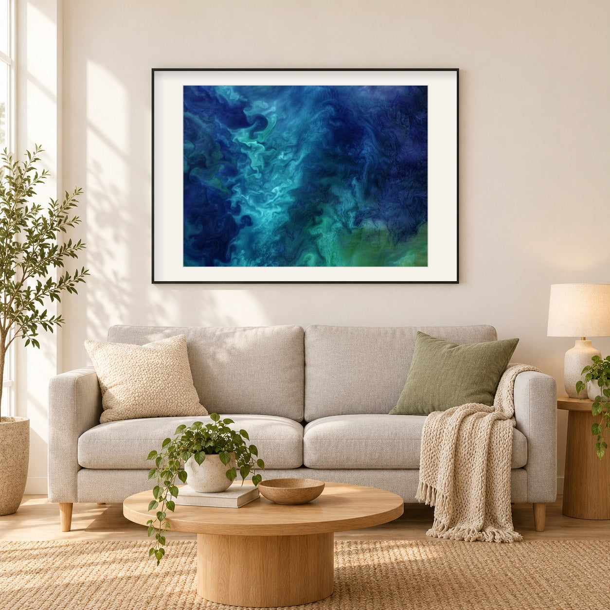 Wirbeln im Tschuktschen Meer als gerahmtes Diamond Painting im Wohnzimmer