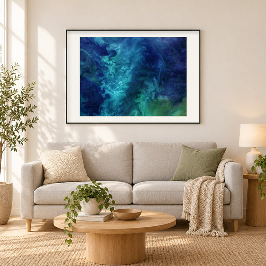 Wirbeln im Tschuktschen Meer als gerahmtes Diamond Painting im Wohnzimmer