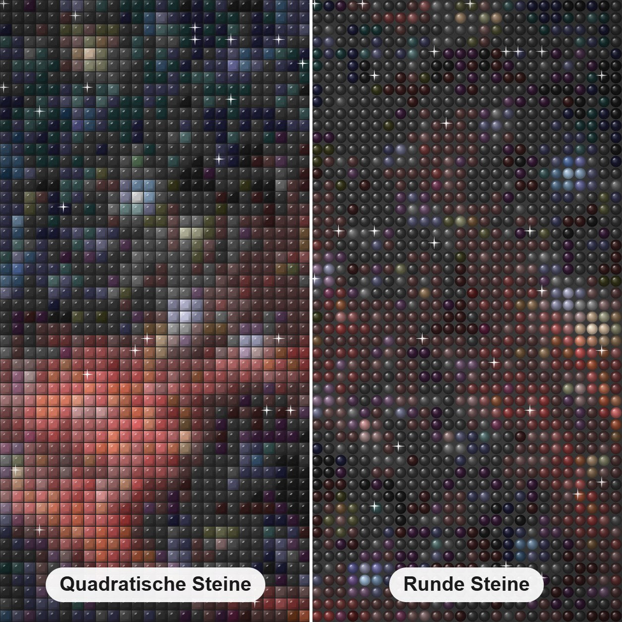 Wispy Überreste der Supernova-Explosion verstecken möglichen "Überlebenden" Diamond Painting Nahaufnahme mit quadratischen und runden Steinen
