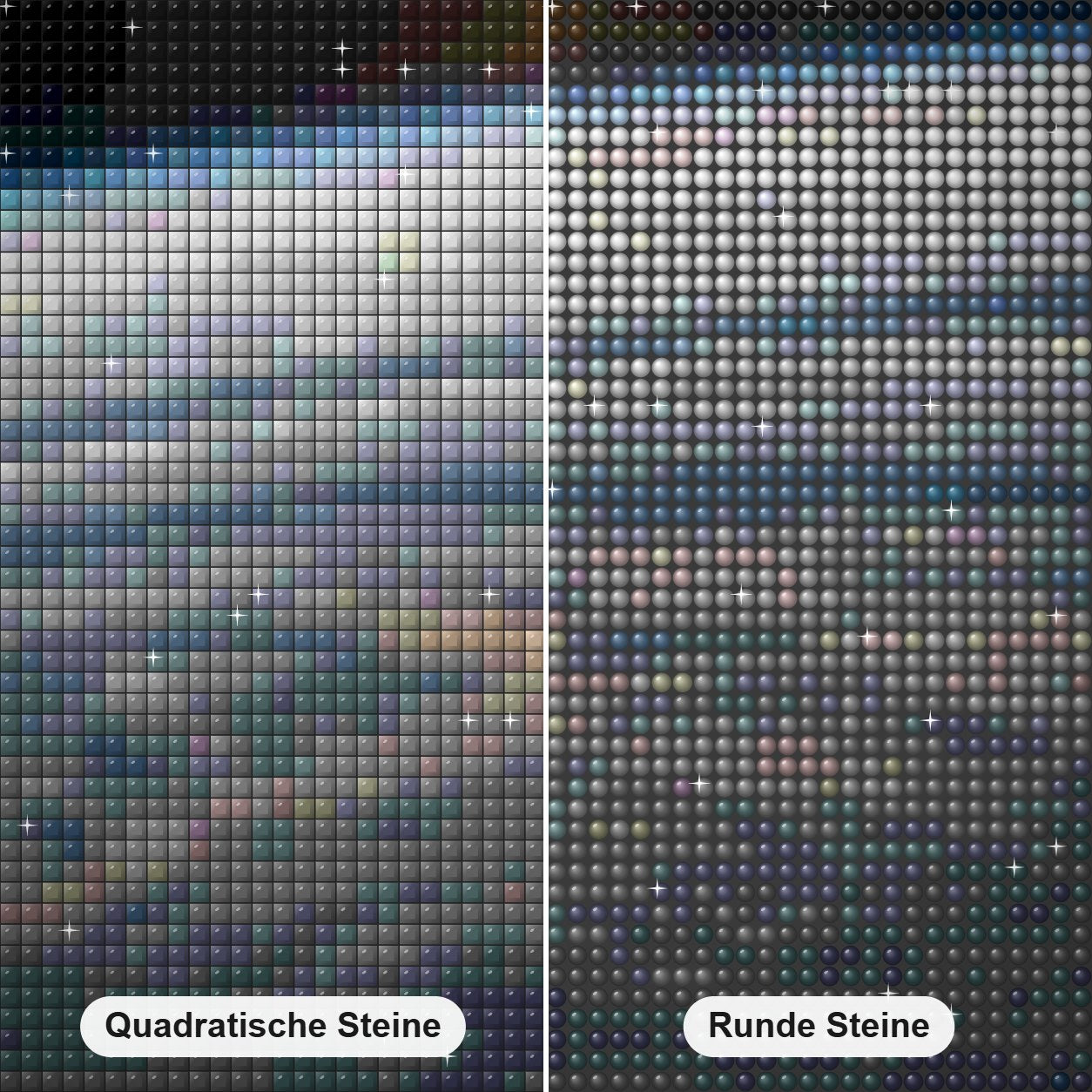 Wolkenbildung im Südindischen Ozean Diamond Painting Nahaufnahme mit quadratischen und runden Steinen