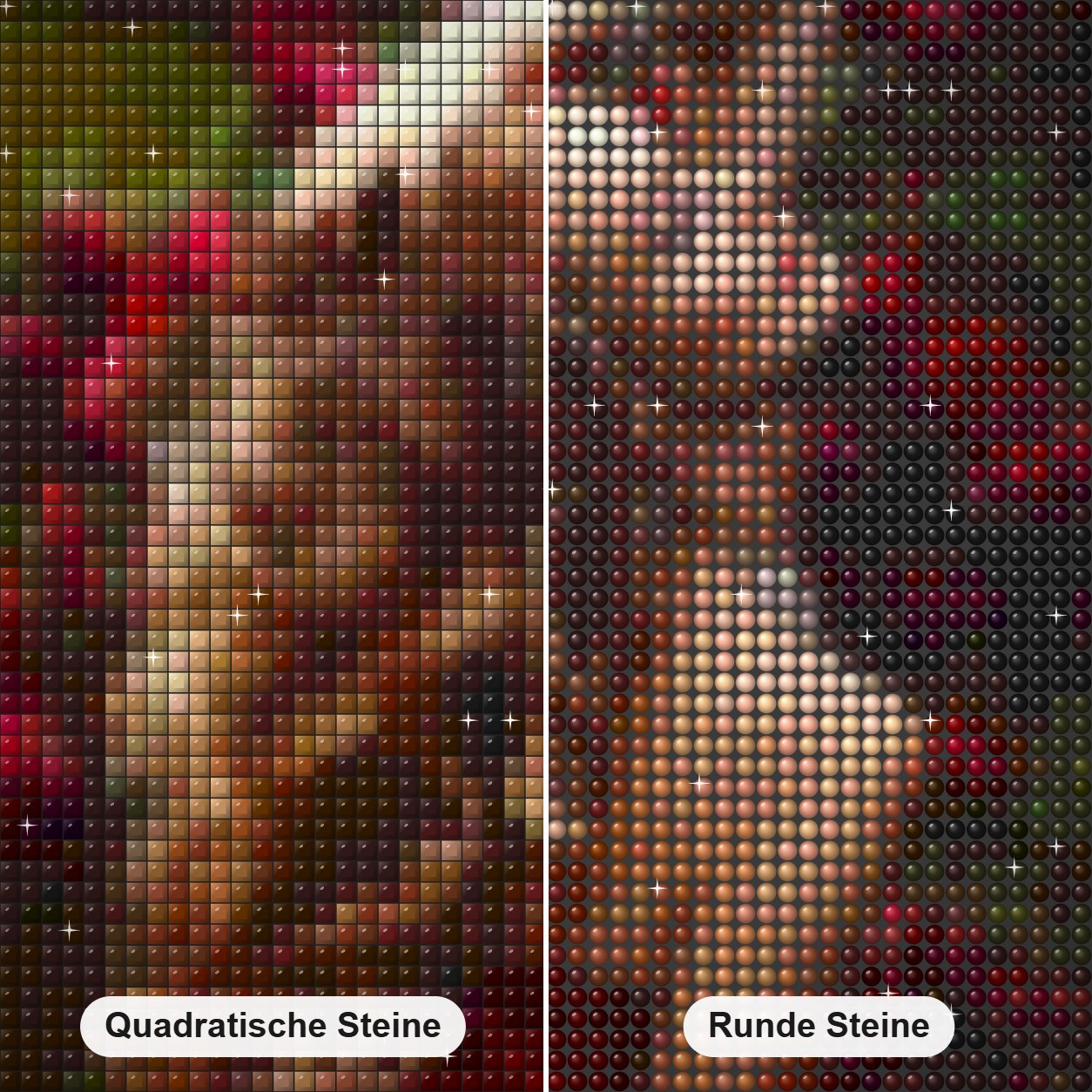Wunderschöne Dame im Blumengarten Diamond Painting Nahaufnahme mit quadratischen und runden Steinen