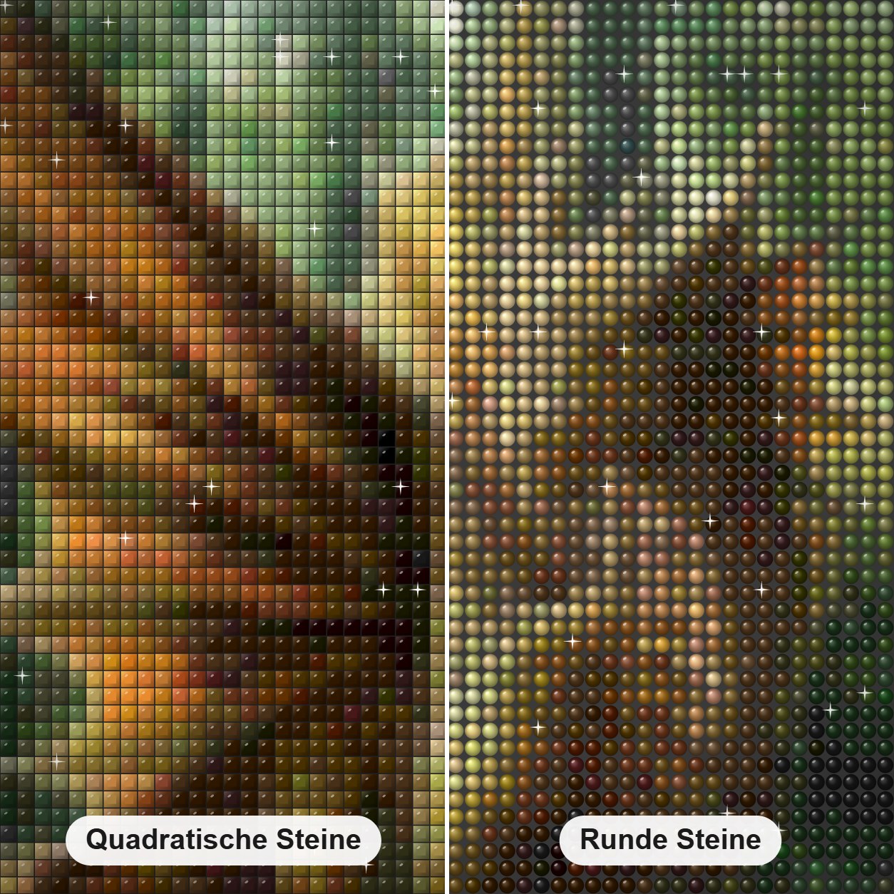 Wütender Drache Diamond Painting Nahaufnahme mit quadratischen und runden Steinen