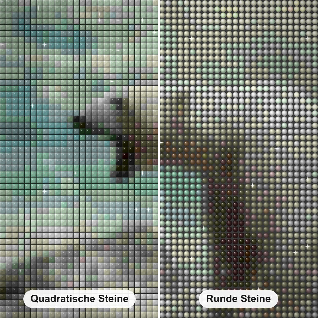 Wütender Eisbär Diamond Painting Nahaufnahme mit quadratischen und runden Steinen