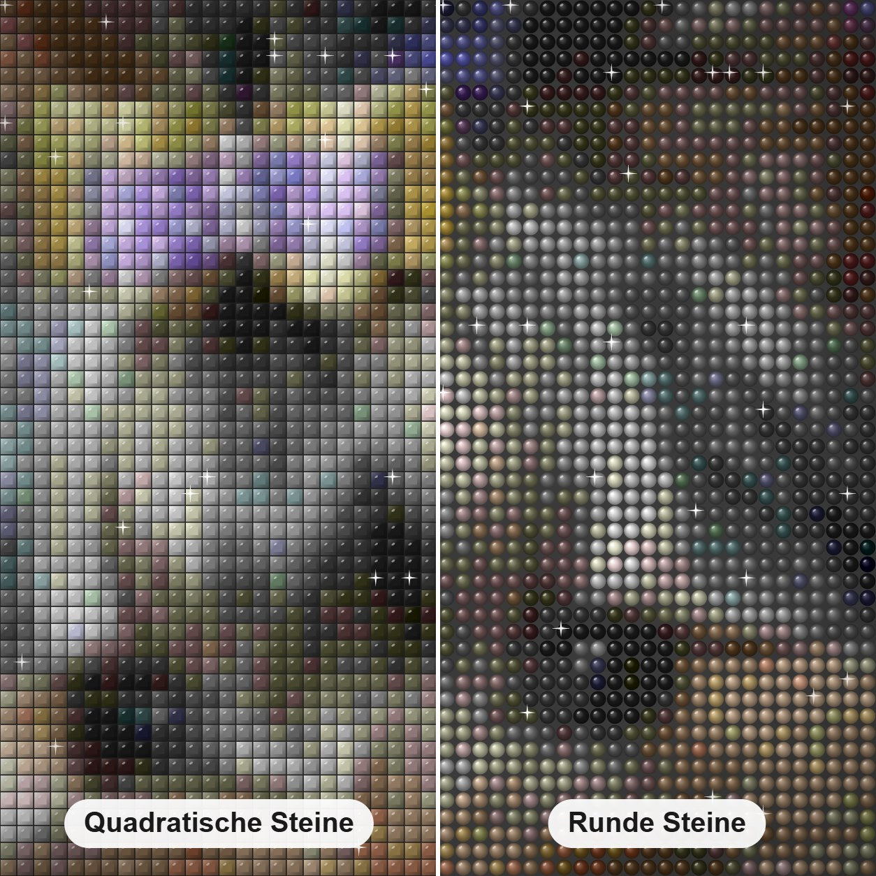 Yorkshire Terrier Diamond Painting Nahaufnahme mit quadratischen und runden Steinen