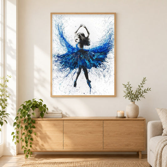 Zeitgenössische Tanzkunst als gerahmtes Diamond Painting im Wohnzimmer
