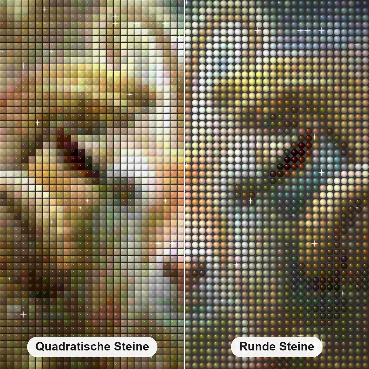 Zodiac Aries Diamond Painting Nahaufnahme mit quadratischen und runden Steinen